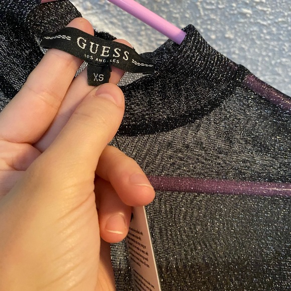 GUESS sheer metallic long sleeve top - XS - Picture 4 of 7